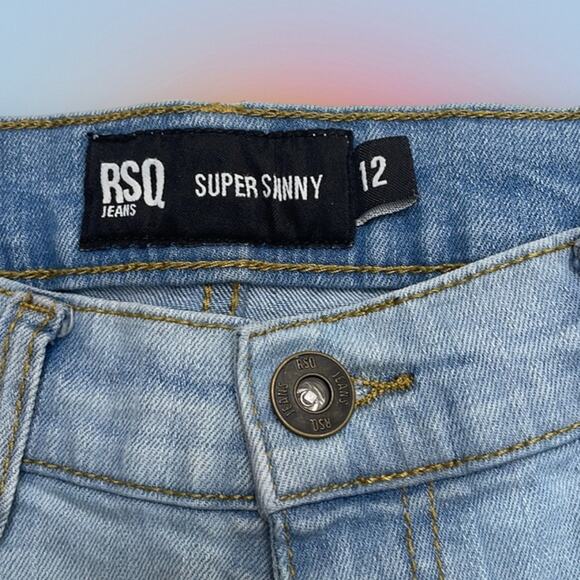 RSQ Women’s 12 Faded Distressed SUPER SKINNY Blue Jeans - Picture 4 of 4